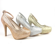 Women's platform heels open-toe Rhinestone mesh bridal shoes