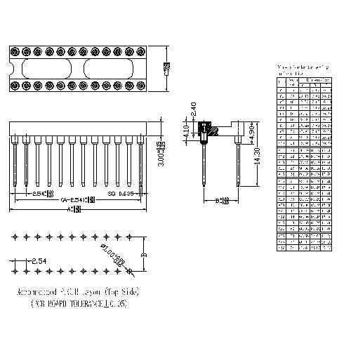 MIFES05-XXXX 2.54mm Dual-in-line Socket Straight DIP(H=3 L=14.3)Square Pin