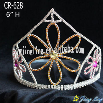 Colored rhinestone flower pageant crowns and tiaras