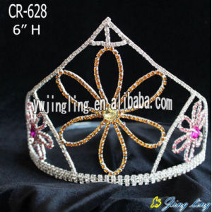 Colored rhinestone flower pageant crowns and tiaras