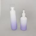 Violet glass pump bottles