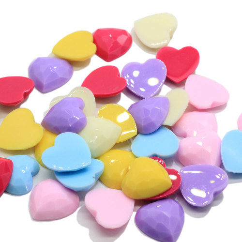 Artesanía de resina plana con cabujón de corazón multicolor de 20 mm para hacer anillos de horquilla