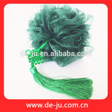 Green Mesh Tassels Organza Bath Sponge