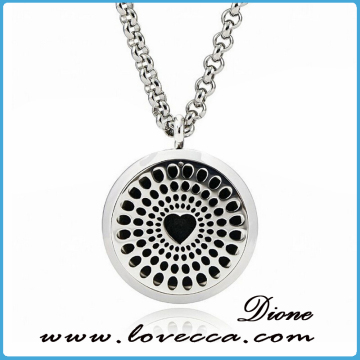 New Professional Silver Color Stainless Steel round aromatherapy locket necklaces