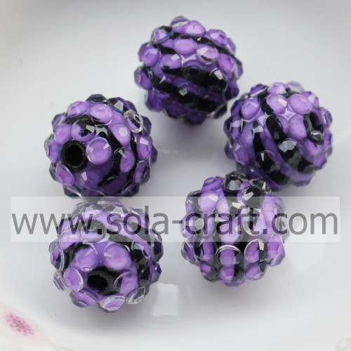 12MM, 14MM, 18MM, 20MM Zebra Striped Solid Ball Akrylowe koraliki z kryształem żywicy