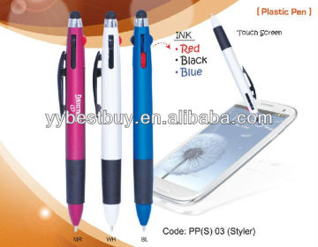 plastic multi-function pen with stylus pen for promotion