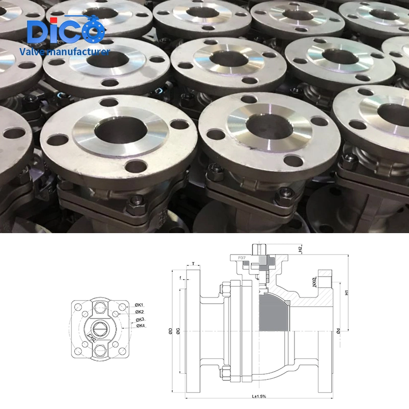 DICO Investment Casting Building Material DIN PN16 ACIER INOXDUBLE AVEC ISO5211 PAD 2PC BALL VALVE