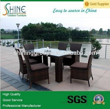 garden furniture rattan outdoor dining table and chairs promotion, outdoor furniture wicker dining chair and glass dining table