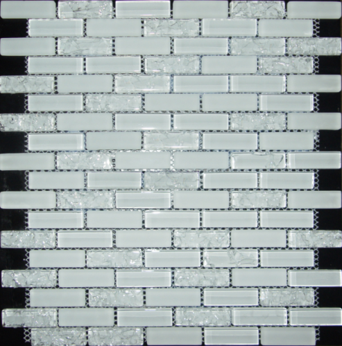 mosaico de cristal rachado branco