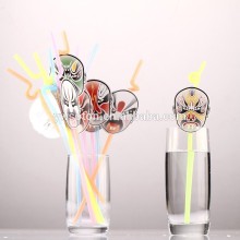 Peking Opera Mask Disposable Drinking Paper Straws Set With Attachable Tag Chinese Opera Card