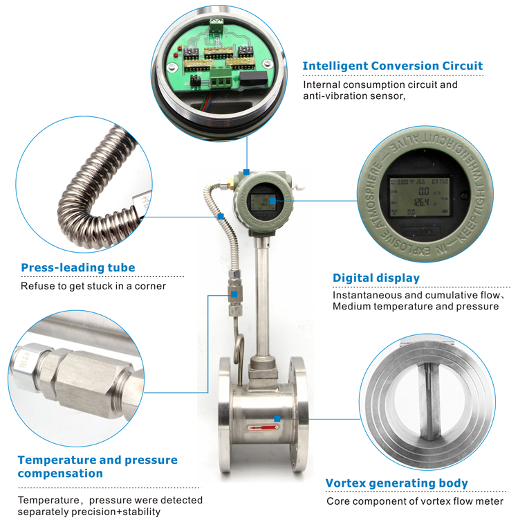 GVF100 Hogedruk Vortex 4-20mA CO2-gasstroommeter