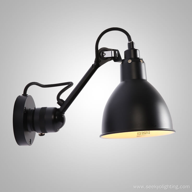 Light arm shade adjustable black flexible wall lamp