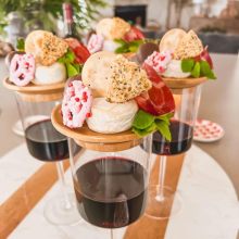 Bamboo Wood Wine Glass Charcuterie Topper for Appetizers and Desserts