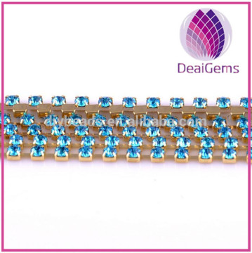 Brass chain and colorful SS8 2.3mm Rhinestone Cup Chain Crystal CZ
