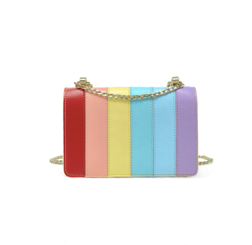 Striped rainbow candy color shoulder bag handbag