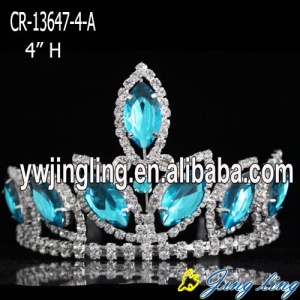 4inch Aqua Rhinestone Cheap Pageant Crowns