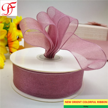 Sparkle/Shining Organza Ribbon Grosgrain Metallic Sheer Organza Satin Center/Center Organza Ribbon for Gifts Bags Handles/Bows/Decoration/Wrapping
