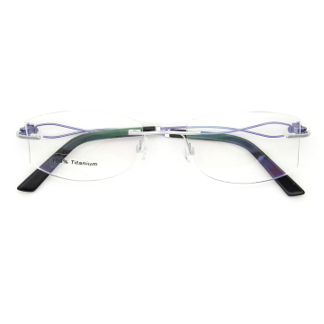 Classic Rectangle Titanium Optical Rimless Glasses Frame