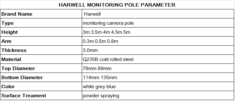 Harwell CCTV Outdoor Security Monitoring Steel Post Galvanized Surveillance Camera Pole