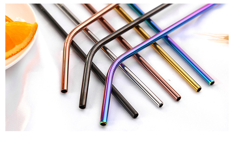 Reusable Metal Drinking Straws 304 Stainless Steel Sturdy Bent Straight Drinks Straw Kawaii Colourful Environmental Protection