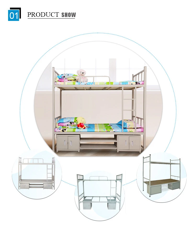 Mingxiu Office Furniture Metal Frame Bunk Beds / Metal Student Dormitory Bunk Bed with Locker