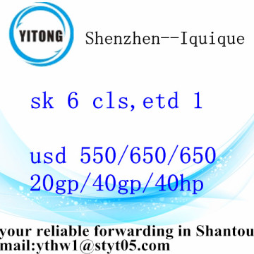 Servicios logísticos internacionales de Shenzhen a Iquique