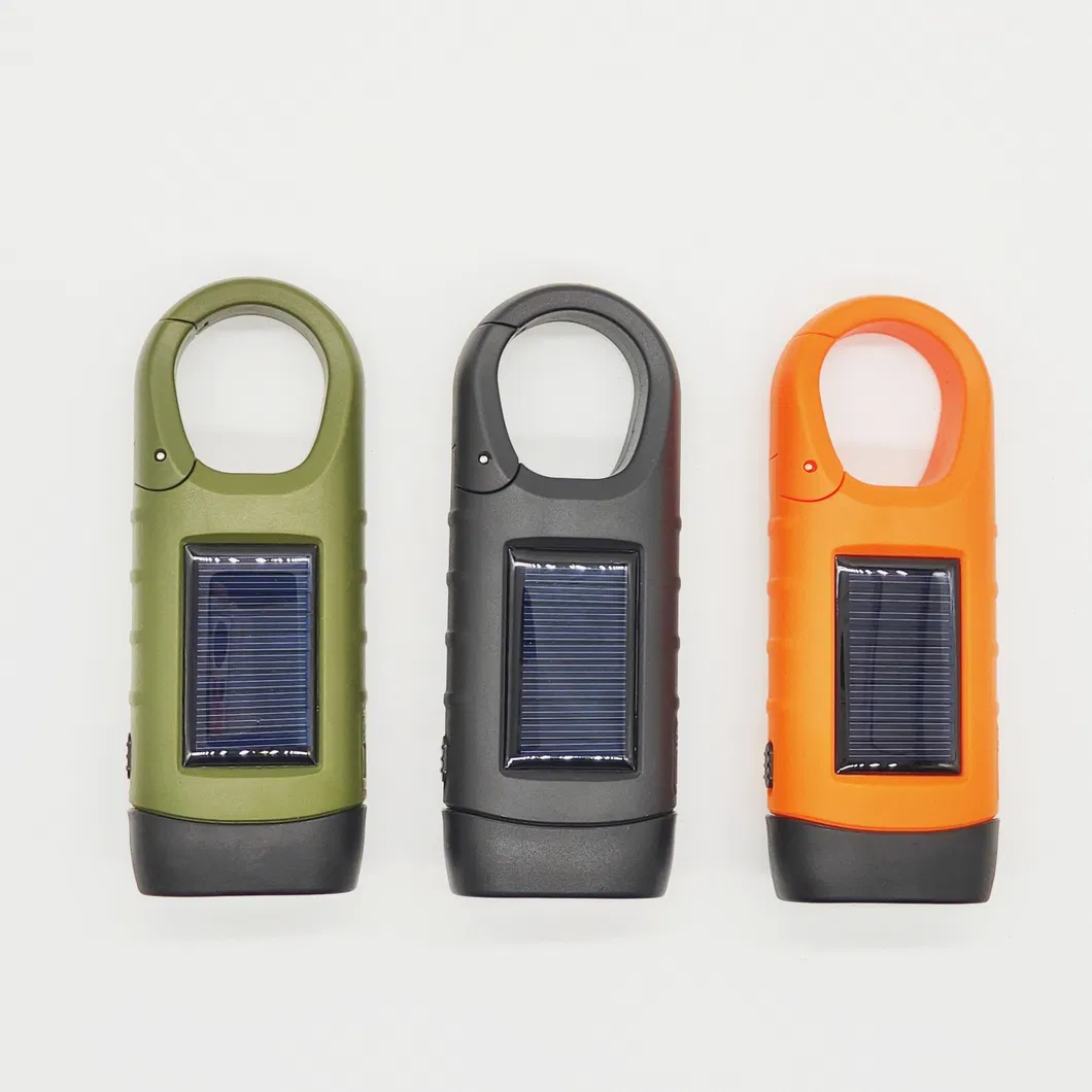 Solar Powered Emergency Flashlight with Hand Crank Charging Lamp