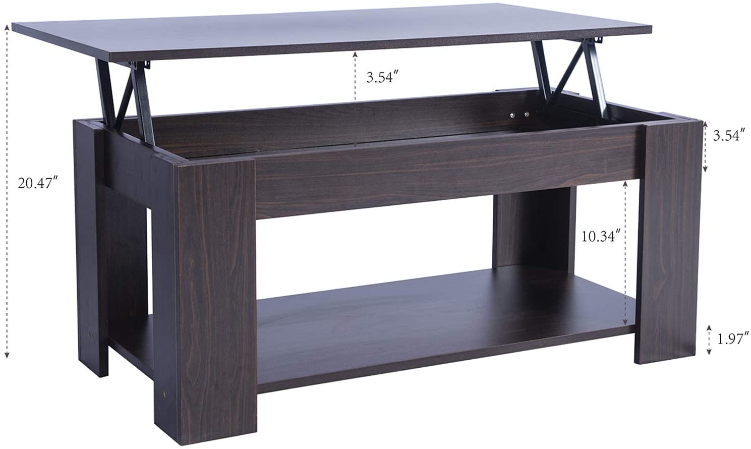 Couchtisch aus Holz mit Hebeplatte Lift Top Wood Coffee Table