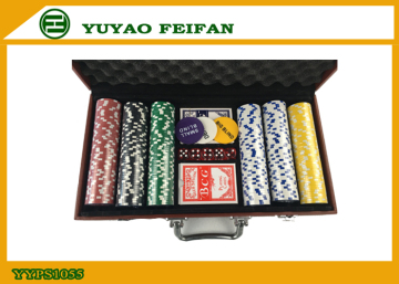 2016 New 300pcs Red color leather poker chip case, deluxe poker chips case