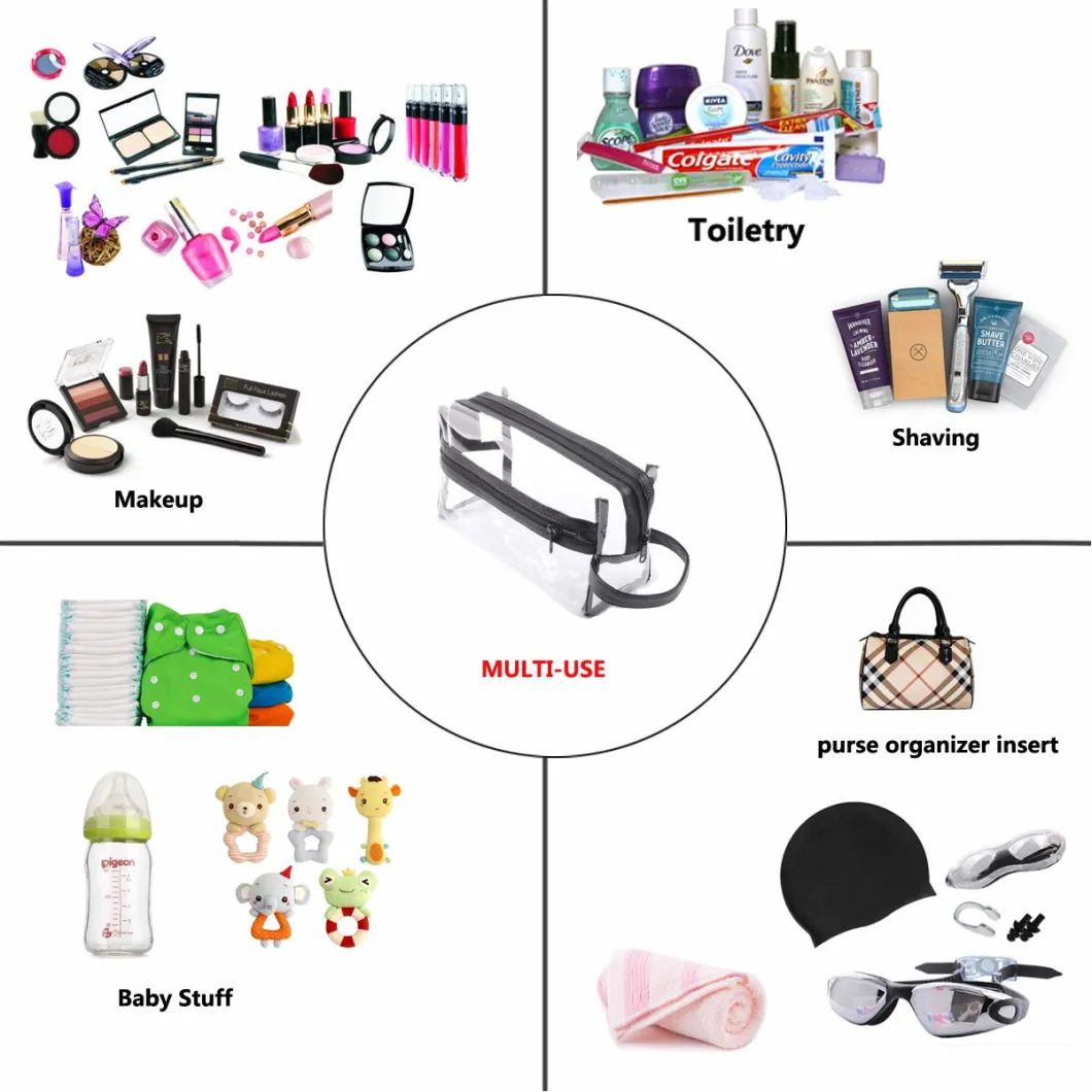 Water Resistant Cosmetic Bag Organizer Pouch with Zipper and Handle