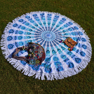 59inches diameter round beach towel with tassel