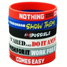 Custom Engraved Color Filled Silicone Bracelets with Inspirational Quotes