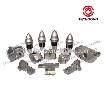 carbide tipped conical tools for rock drilling and quarrying