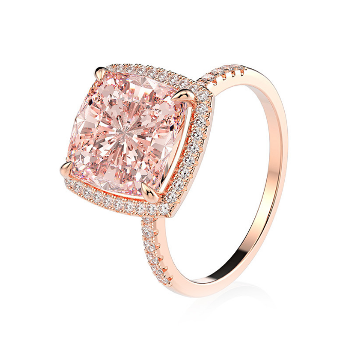 Wholesale Morganite Pink CZ 925 Sterling Silver Ring Wedding Rings Sterling Silver