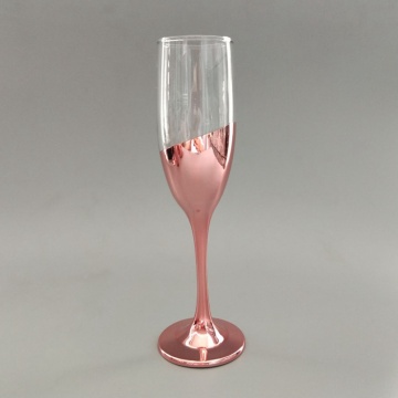 coupe à vin sans pied en verre de couleur or rose