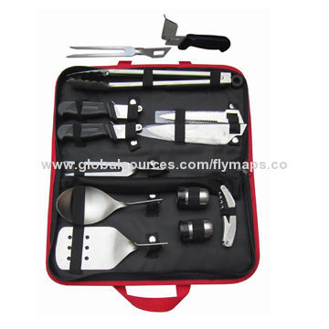 10-Pieces flexible BBQ set in a hand bag