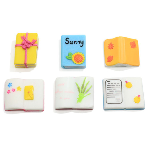 100Pcs Kawaii Cartoon Table Book Gift Box Resin Flatback Cabochons Beautiful School Items Craft Embellishment Diy Scrapbooking