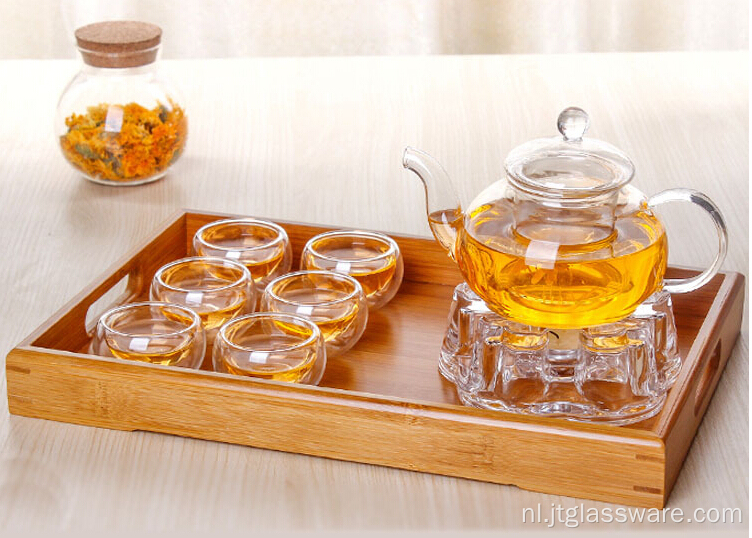 brandwerende pyrex theepot warmer set