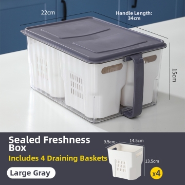 A large grey draining basket storage box