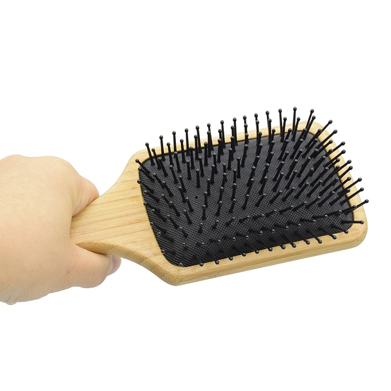 Natural Bamboo Wooden Paddle Hair Brush-Detangling Scalp Massage Hair Comb