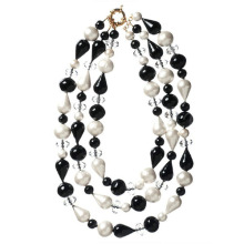 Three Strands Necklace with Crystals