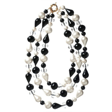 Three Strands Necklace with Crystals