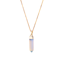 Natural Opal Hexagon 4 Faceted Cone Necklace Pendants with Gold Chain Design