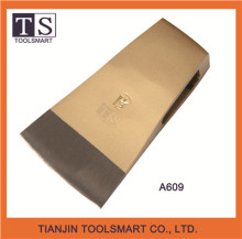 Working golden forged axe head with trapezoid eye