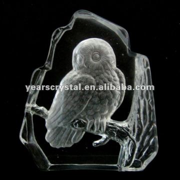 arrival owl etched crystal iceburg for iceberg crystal home decoration(R-1167