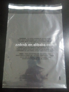 Transparent Plastic LDPE Polybag With Suffocation Warning Printing & Adhesive Strip