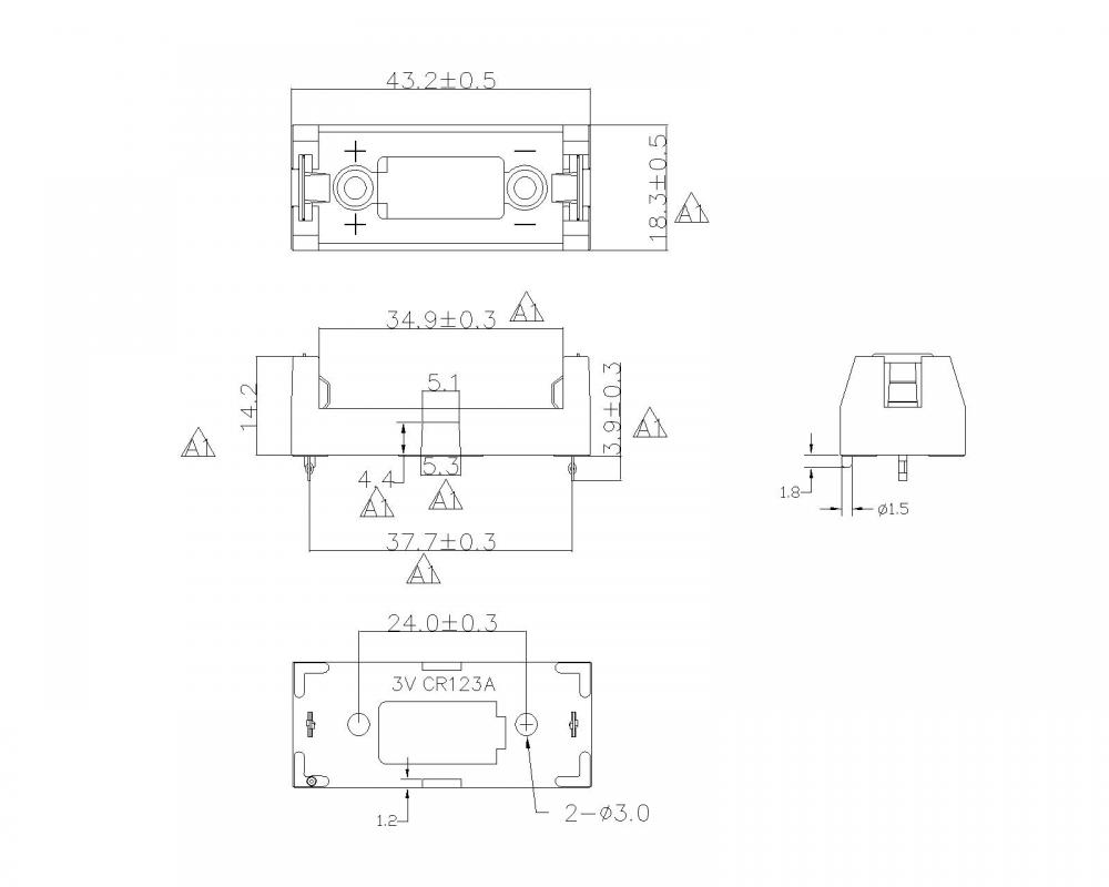 BBC-S-A-2-3A-B batterilhållare för 2-3A