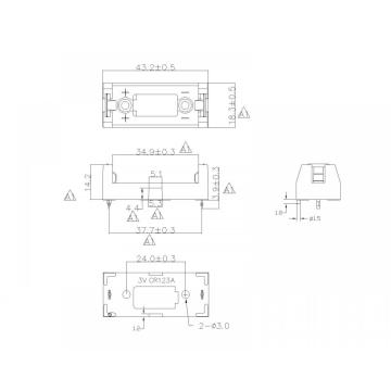 BBC-S-SI-A-2-3A-B-batterijhouder voor 2-3A