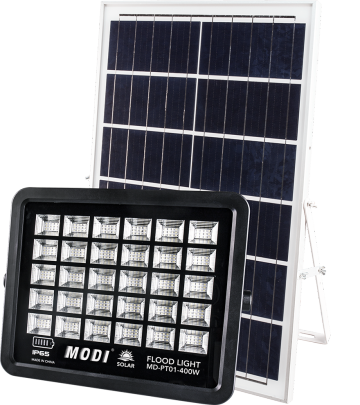 solar-powered spotlight with motion detector