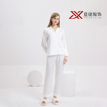 Silky White Polka Dot Loungewear Set